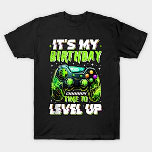 It'S My Birthday Boy Time To Level Up Video Game Bday Boys T-Shirt